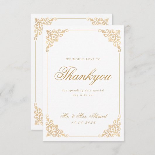 islamitische moslim witgoud bruiloft bedankkaart (Voorkant / Achterkant)