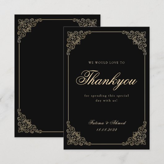 islamitische moslim  zwart bruiloft bedankkaart (Voorkant / Achterkant)
