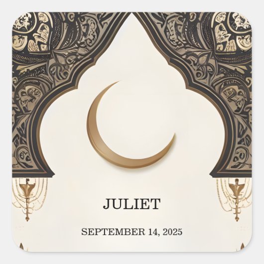 Islamitische Nikah Arabische Walima Moslim Bruidsf Vierkante Sticker (Voorkant)