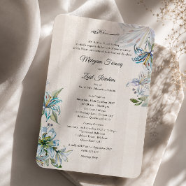 Islamitische Nikah Blauwe Lelie Elegante Trouw Kaart