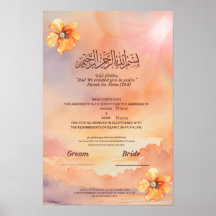 Islamitische Nikah-certificaat perzik bloem en par