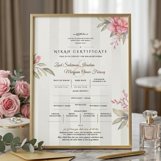 Islamitische Nikah-certificaat | Pioen & Salie Pla