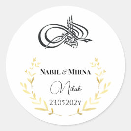 Islamitische nikah-huwelijksgebruiken trouwgunst  ronde sticker
