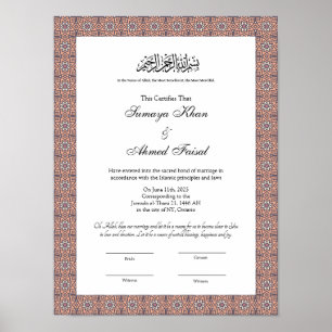 islamitische nikkah certificaat poster