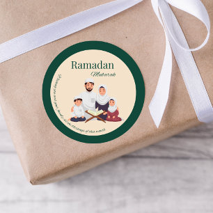 Islamitische Ramadan-uitgeefsticker – Familiethema Ronde Sticker