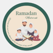 Islamitische Ramadan-uitgeefsticker – Familiethema Ronde Sticker (Voorkant)