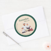 Islamitische Ramadan-uitgeefsticker – Familiethema Ronde Sticker (Envelop)