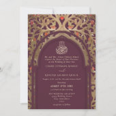 Islamitische Rode Maroon Mihrab Arabesque Bruiloft Kaart (Voorkant)