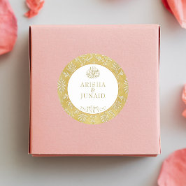 Islamitische Royal Golden Damask Moslim Huwelijksg Ronde Sticker