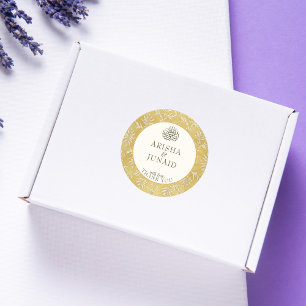 Islamitische Royal Golden Damask Moslim Huwelijksg Ronde Sticker