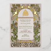 Islamitische Sage Groene Bruiloft Ottomaans Turks Folie Uitnodiging (Voorkant)