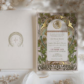 Islamitische Salie Groene Bruiloft Art Nouveau Muc Folie Uitnodiging