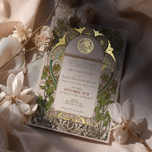 Islamitische Salie Groene Bruiloft Art Nouveau Muc Folie Uitnodiging