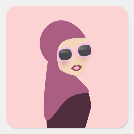 Islamitische sjaal moslim hijab dame stijl vierkante sticker (Voorkant)