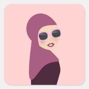 Islamitische sjaal moslim hijab dame stijl vierkante sticker