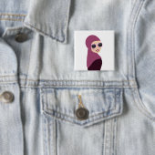 Islamitische sjalmoslima hijab-stijl vierkante button 5,1 cm (In situ)