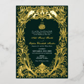 Islamitische Smaragd Groene Bruiloft Ottomaans Tur Folie Uitnodiging (Voorkant)