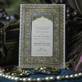 Islamitische Smaragd Groene Bruiloft Ottomaans Tur Folie Uitnodiging