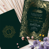 Islamitische Smaragd Groene Bruiloft Ottomaans Tur Folie Uitnodiging
