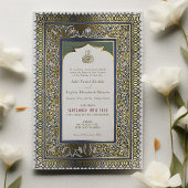 Islamitische Smaragd Groene Bruiloft Ottomaans Tur Folie Uitnodiging