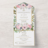 Islamitische TROUW NIKAH WALLIMAH Bloemen All In O All In One Uitnodiging (Binnen)