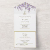 Islamitische TROUW NIKAH WALLIMAH Bloemen All In One Uitnodiging (Binnen)