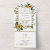 Islamitische TROUW NIKAH WALLIMAH Bloemen Alles In All In One Uitnodiging (Binnen)