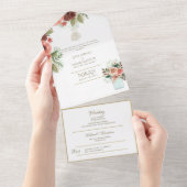 Islamitische TROUW NIKAH WALLIMAH Goud Bloem Allem All In One Uitnodiging (Afscheurbaar)