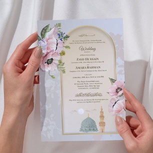 Islamitische Trouwkaart Roze Acryl Uitnodiging
