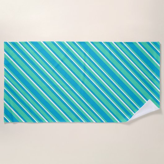 Islamitische Turquoise, Aqua, White Striped Patter Strandlaken (Voorkant)