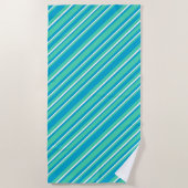 Islamitische Turquoise, Aqua, White Striped Patter Strandlaken (Voorkant)