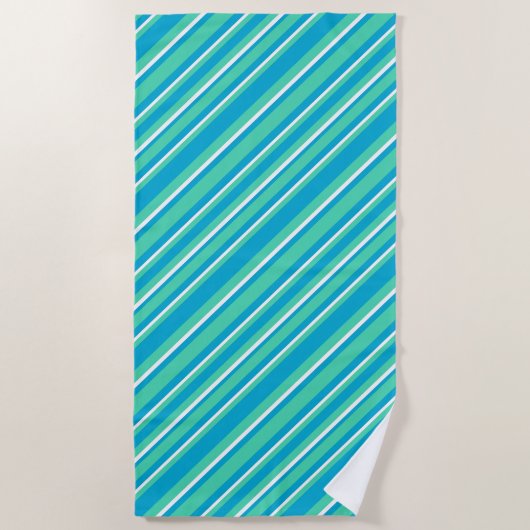 Islamitische Turquoise, Aqua, White Striped Patter Strandlaken (Voorkant)