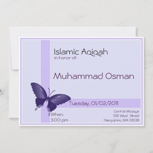 Islamitische uitnodiging voor Aqiqa - viering van  (Voorkant)