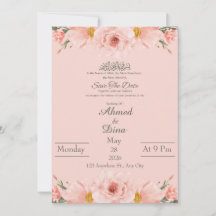 Islamitische uitnodigingskaart Blush Roze Aquarel