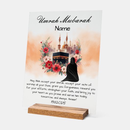 Islamitische Umrah Mubarak  Acryl Bord (Hoek)