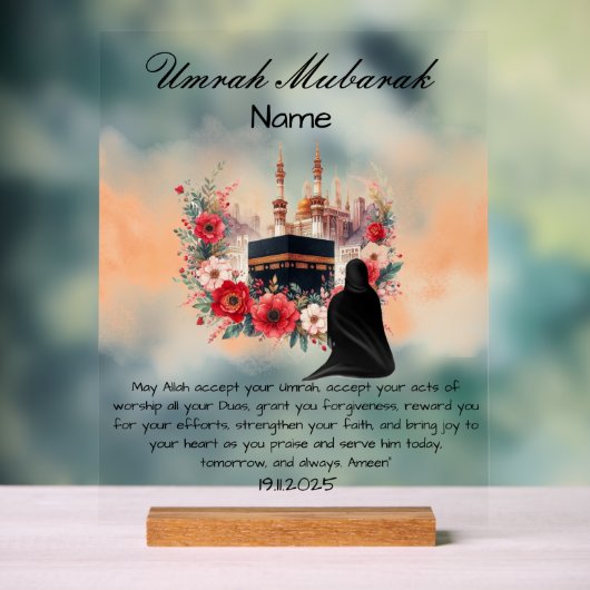 Islamitische Umrah Mubarak  Acryl Bord (Neutraal)