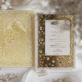 Islamitische verlichte gouden bruiloft traditionee folie uitnodiging