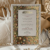 Islamitische verlichte gouden bruiloft traditionee folie uitnodiging