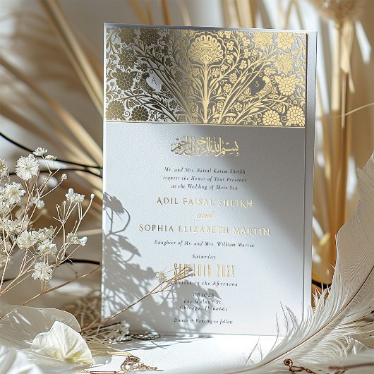 Islamitische Victoriaans Fusion bruiloft uitnodigi Folie Uitnodiging