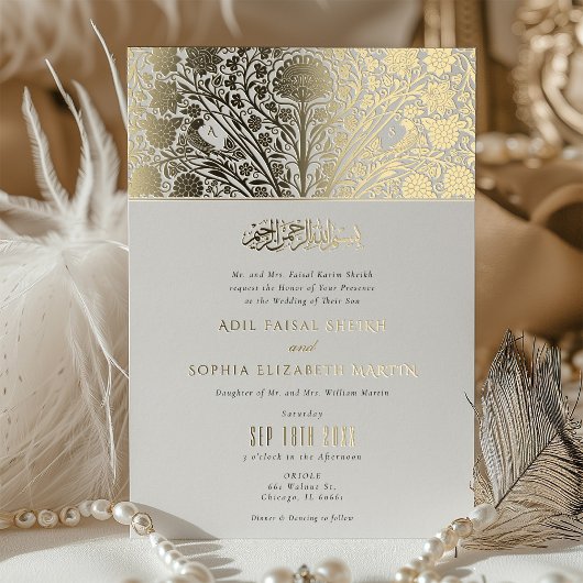 Islamitische Victoriaans Fusion bruiloft uitnodigi Folie Uitnodiging