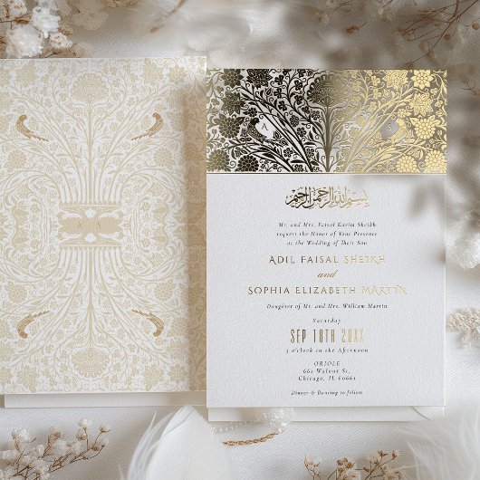 Islamitische Victoriaans Fusion bruiloft uitnodigi Folie Uitnodiging