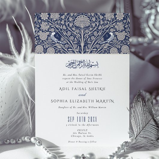 Islamitische Victoriaans Fusion bruiloft uitnodigi Kaart
