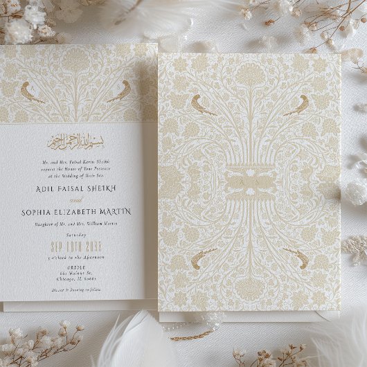 Islamitische Victoriaanse fusie trouwuitnodiging Kaart