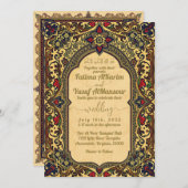 Islamitische vintage bruiloft uitnodiging goud roo (Voorkant / Achterkant)