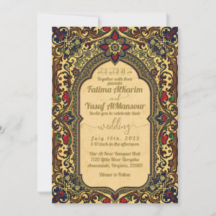 Islamitische vintage bruiloft uitnodiging goud roo