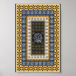 Islamitische wandkunst Allah Namen Calligrafie Geo Poster