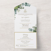 Islamitische WEDDING NIKAH WALLIMAH Greenery All In One Uitnodiging (Binnen)