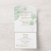 Islamitische WEDDING NIKAH WALLIMAH Tropische Blad All In One Uitnodiging (Binnen)