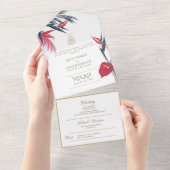 Islamitische WEDDING NIKAH WALLIMAH Tropische Pamp All In One Uitnodiging (Afscheurbaar)