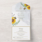 Islamitische WEDING NIKAH WALLIMAH bloemen in één  All In One Uitnodiging (Binnen)